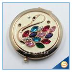 Shinny Gifts Rhinestone Small Metal Mirror For Craft Crystal Round Shape Pocket