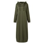 Solid Color of Long Style Set Islamic Clothing Autumn Winter Hooded Coat for