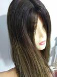 European Human Hair Wig Jewish Wig Kosher Wig, 22 inches Dark Roots