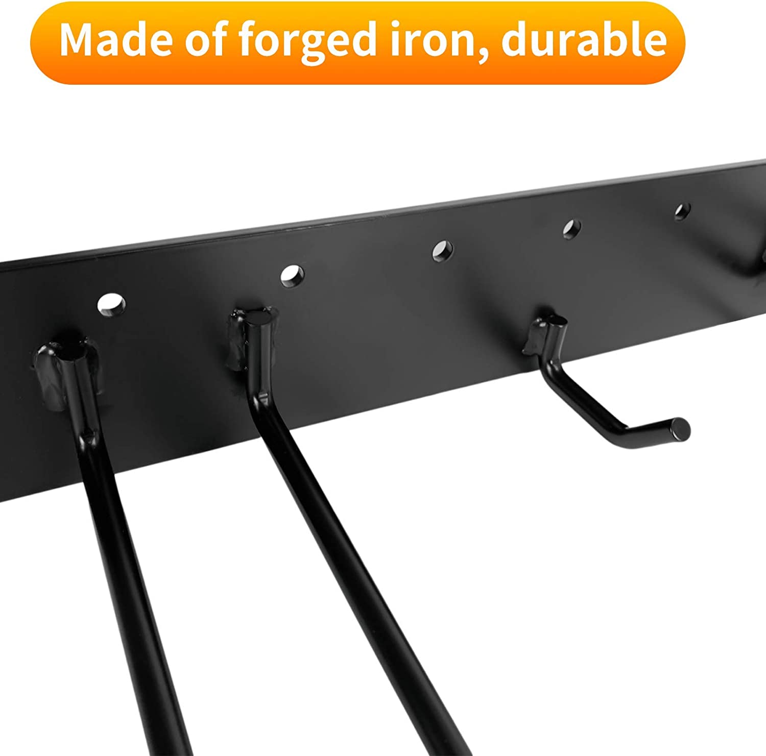 Wall Mount Garden Tool Organizer With Single Tier Heavy Duty Solid Steel Tool Hangers