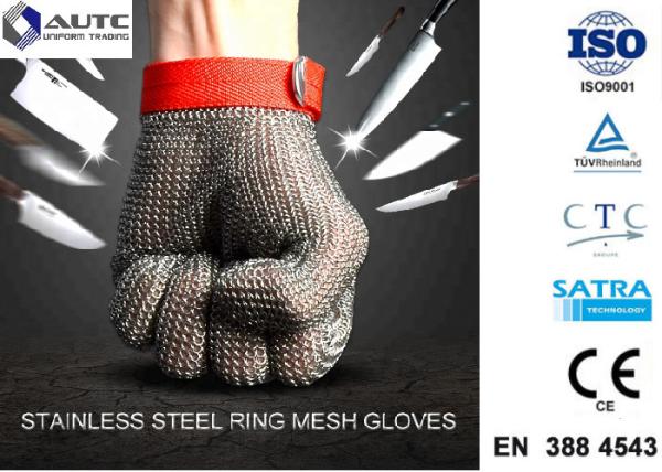 Stainless Steel PPE Safety Gloves , Protective Cutting Gloves Mesh Convenient