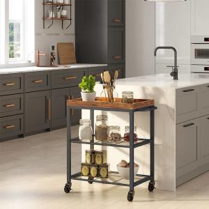 Quality Small Trolley Cart for Sale, Industrial Wooden Rolling Cart, Rolling Cart for Kitchen, Kitchen Bar Cart, LRC75BX wholesale
