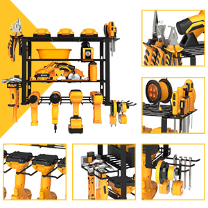 Heavy Duty Floating Tool Shelf Organizer Wall Mounted Garage Storage Rack for Handheld Power Tools