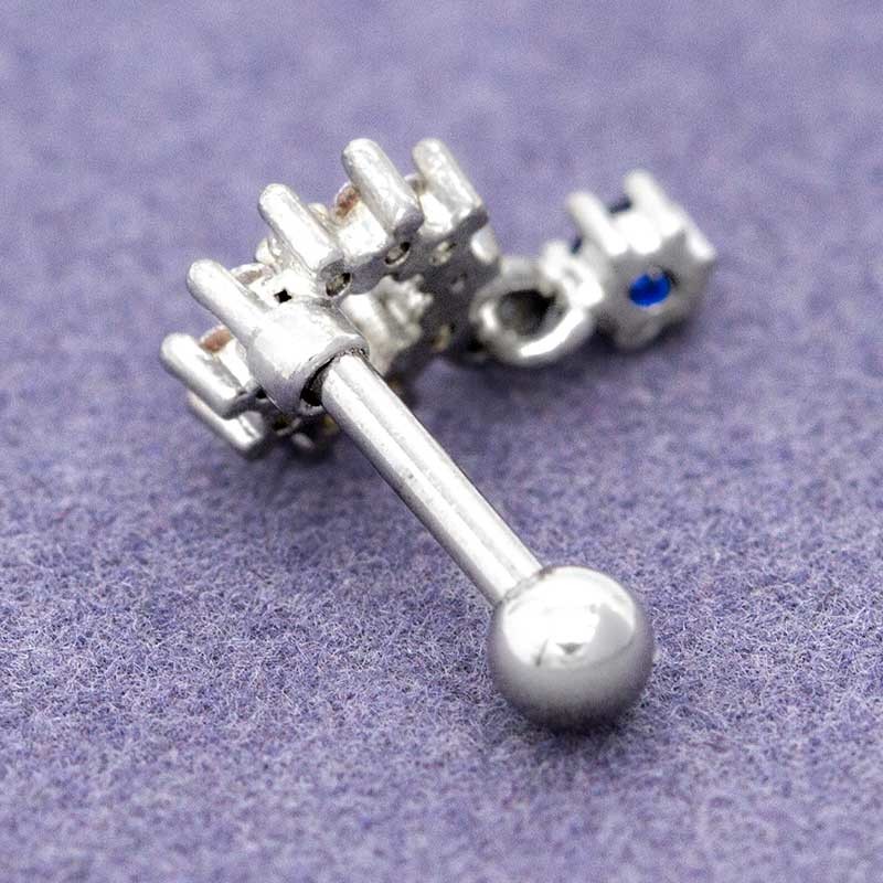 316 Stainless Steel Ear Piercing Jewellery Zircon Gems Flower Design OEM ODM