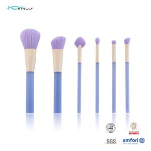 Quality Easy To Clean 6pcs Makeup Brush Cosmetic Set With Synthetic Hair Clear Plastic Handle wholesale