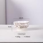 Porcelain Stock Plate Bowl Set 4.5 Inch Microwave Re Heatable Plant Pattern Red