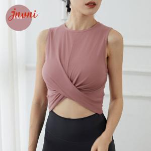 Quality Sexy Sleeveless Yoga Sports Bras Ultra Feminine Front Wrap Detail Tank Crop Tops wholesale