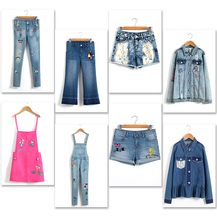 Summer Teen Girl Jean Shorts With Pockets , Mid Waist Girls Stretch Denim Shorts