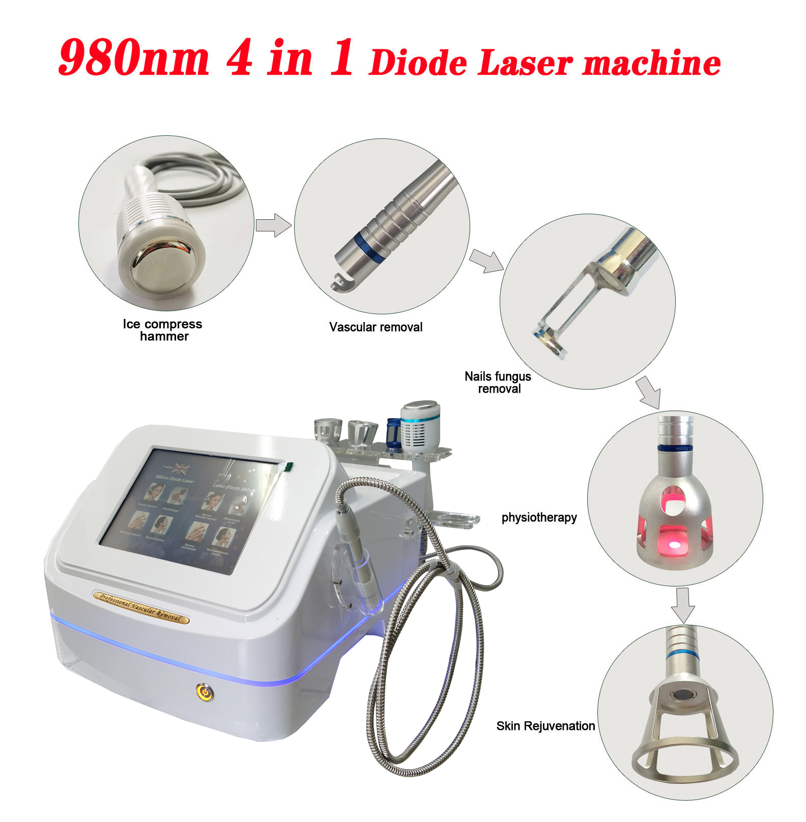 Professional 980nm Diode Laser Machine For Spider Veins / Vascular Removal