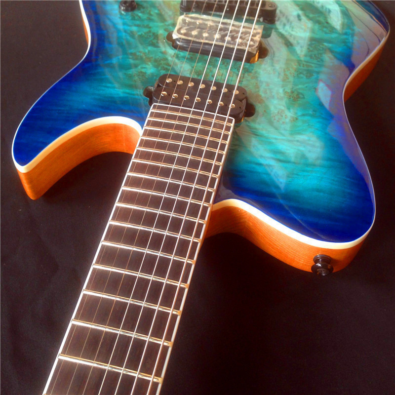 7 strings Blue electric guitar