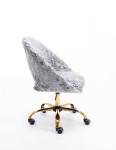 18.90”Depth Swivel Grey Velvet Bedroom Chair 8.2KGS Golden Feet Base Leg