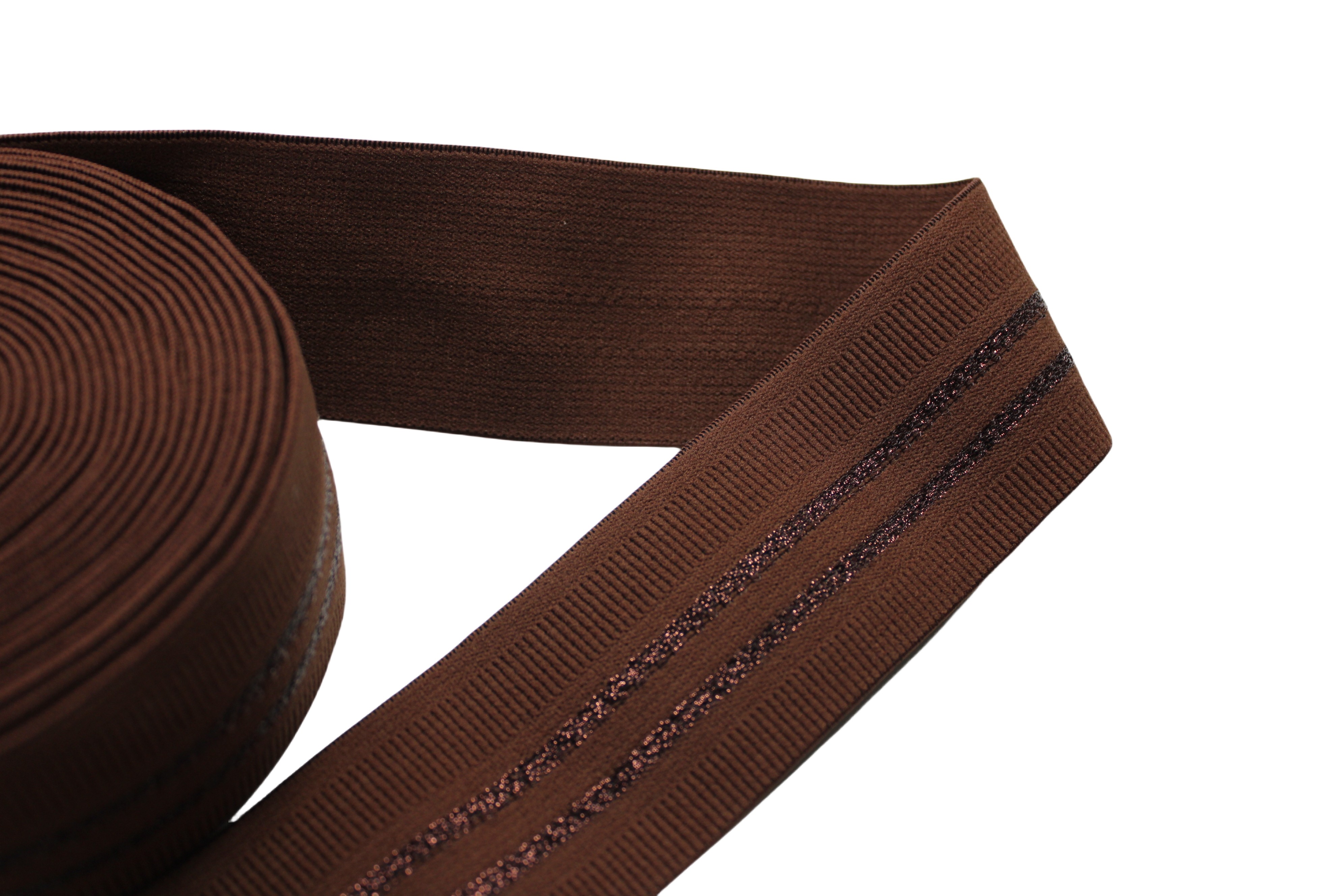 Custom Striped Nylon Golden Metallic Elastic Webbing for Cloth