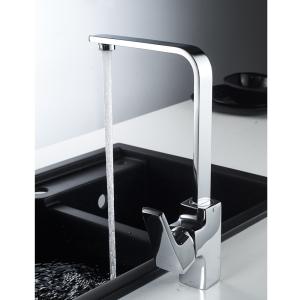 Quality 2023 Modern Single Hole Polish heavy square cast mixer tap black Brass kitchen Faucet wholesale