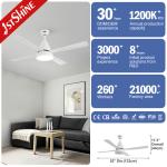 52 Inches White LED Ceiling Fan , Quiet DC Motor Modern Fan Light