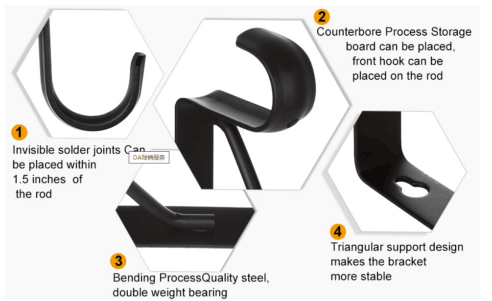 Black Heavy Duty Closet Rod Shelf Brackets Clothes Hanger Pole Support Bracket Offered