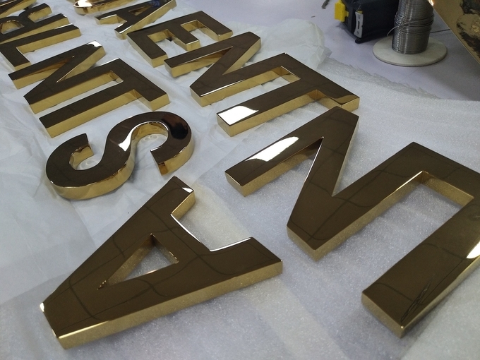 Polished Bronze Laser Cut Stainless Steel Letters 20 - 40mm 5 Years Warranty