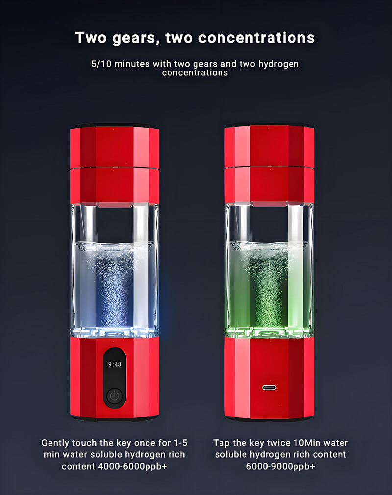 Pure Water Electrolyzed PEM Hydrogen Water Bottle Hydrogen Rich 6000ppb