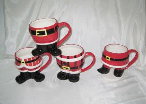Quality Hand Painted Santa Christmas Mugs , Santa Pants Mug Stoneware Dolomite wholesale