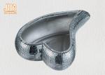 Heart Shape Mosaic Fiberglass Decoration Flower Serving Bowl Silver Mirror