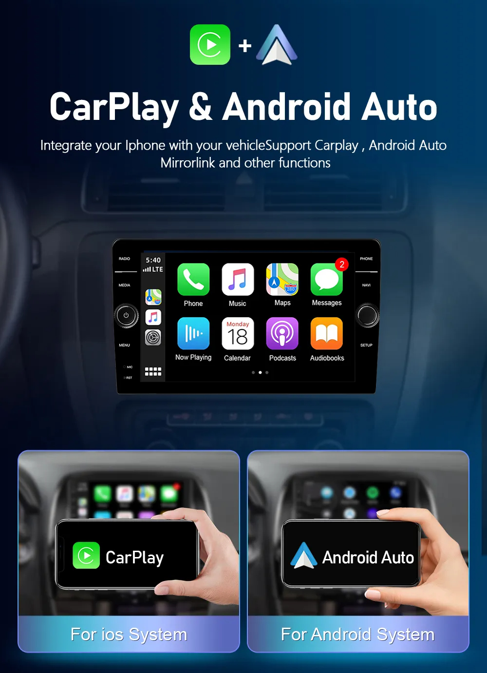 1280*800 QLED Android 12.0 Car Stereo Radio for Honda Odyssey 2004-2008 with Frame