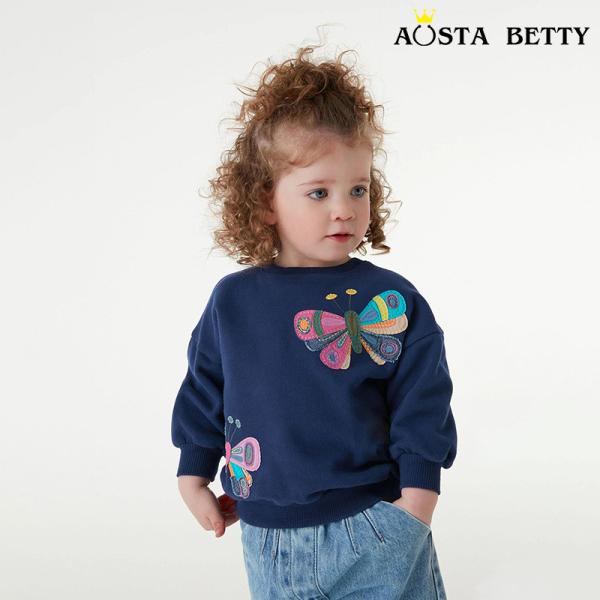 Autumn girls Patch Butterfly Sweatshirt wholesale Spring Winter long-sleeved
