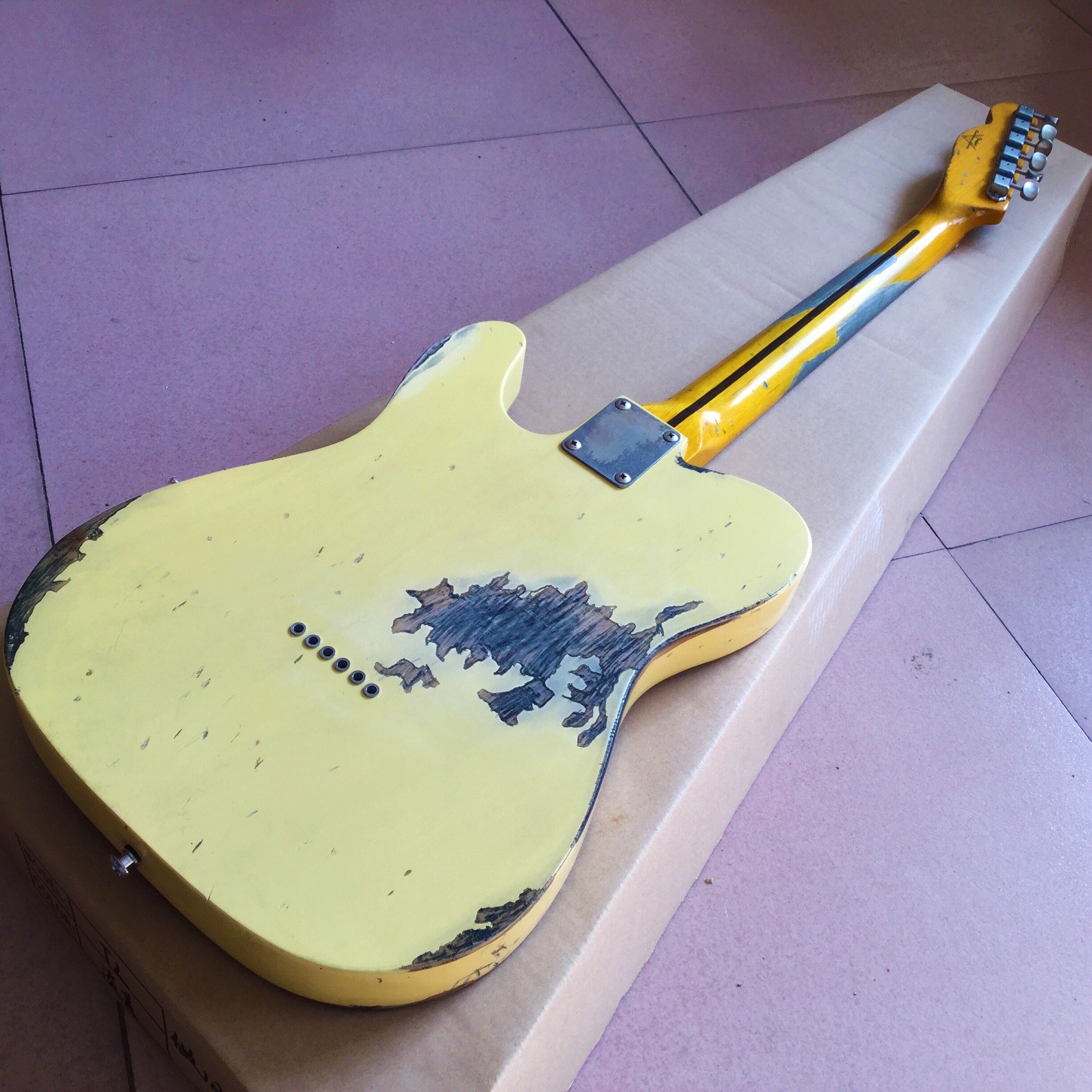 Custom Cream Color Handed Relic TELE Electric Guitar Customized Logo is Available