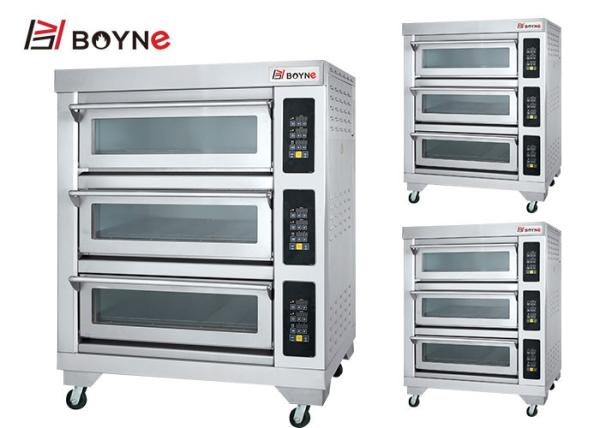 Stainless steel Comercial Microcomputer Three Deck Six Trays Electric Bakery