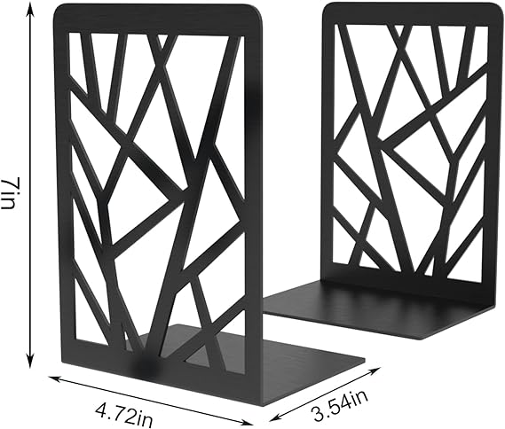 Metal Bookend for Home Office Decor Non-Skid Book Holders for Shelves Heavy Bookends