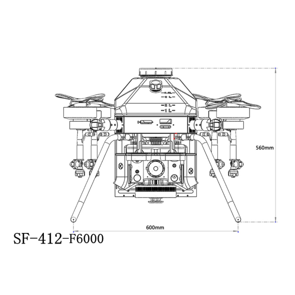 HXSF-412-6000 Oil Electric Multi Rotor 4 Rotor Hybrid Drone Agriculture Industrial