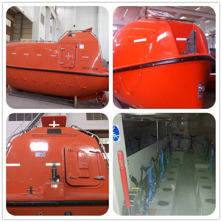 SOLAS 25 Person Capacity Fiberglass Totally Enclosed Lifeboat 5-12m for Marine Use