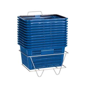 Quality Factory Custom plastic blue supermarket shopping basket retail shopping basket wholesale