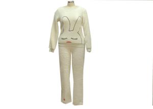 Quality White Thick Ladies Pajama Sets Ladies Night Suit Big Rabbit Embroidered wholesale