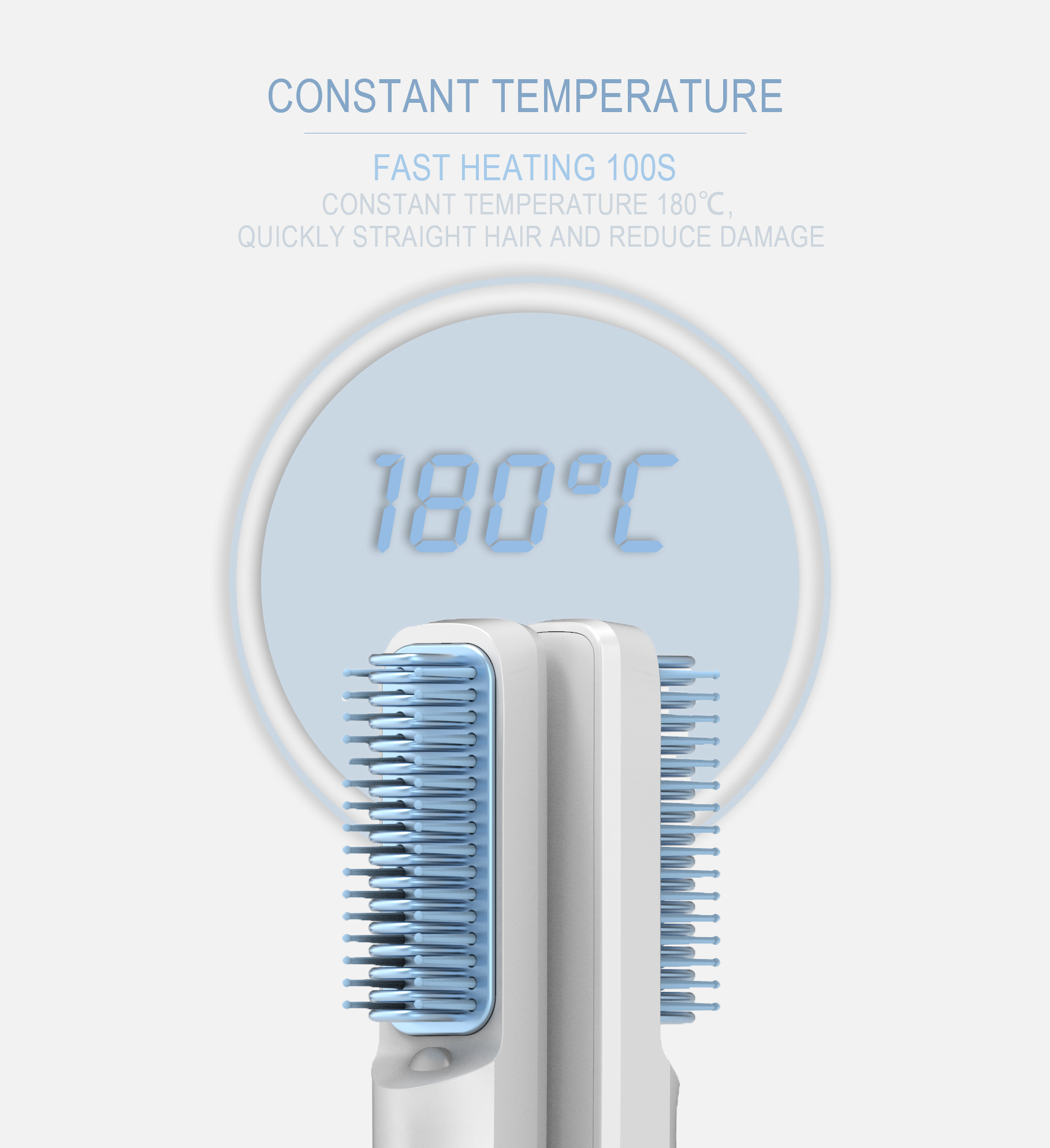 Rechargeable Batteries 25W Ionic Hair Straightener Brush