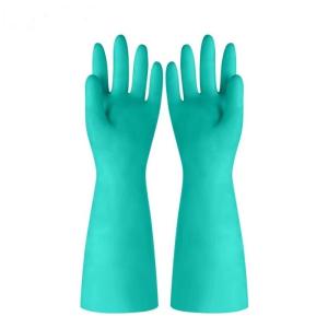 Quality 22mil Unflocked Nitrile Chemical Resistant Gloves 45CM Industrial Use wholesale