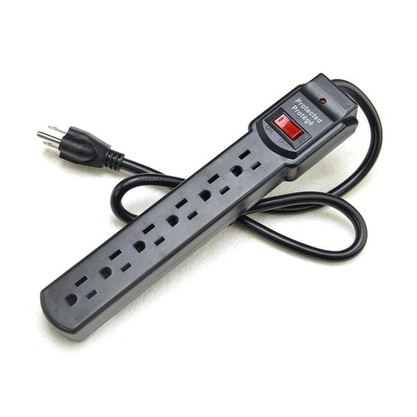 Customized Male End Type NEMA 5-15P Portable 6 Outlet Surge Protector American