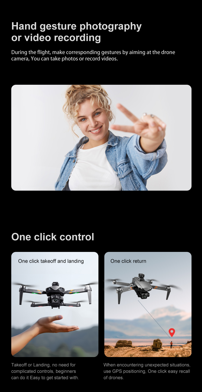 Rg601 Drone with Wifi Fpv 4k 1080p Dual Cameras 360 Laser Obstacle Avoidance and Brushless Motor Control Type Remote Control