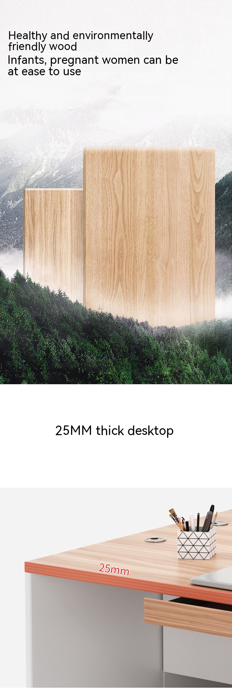 Desktop Computer Office Desk and Chair Combination for Simple Modern Writing Workstation