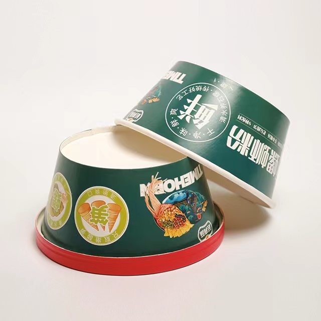 1200ml Round Paper Salad Bowls With Lids Waterproof Food Packing Containers