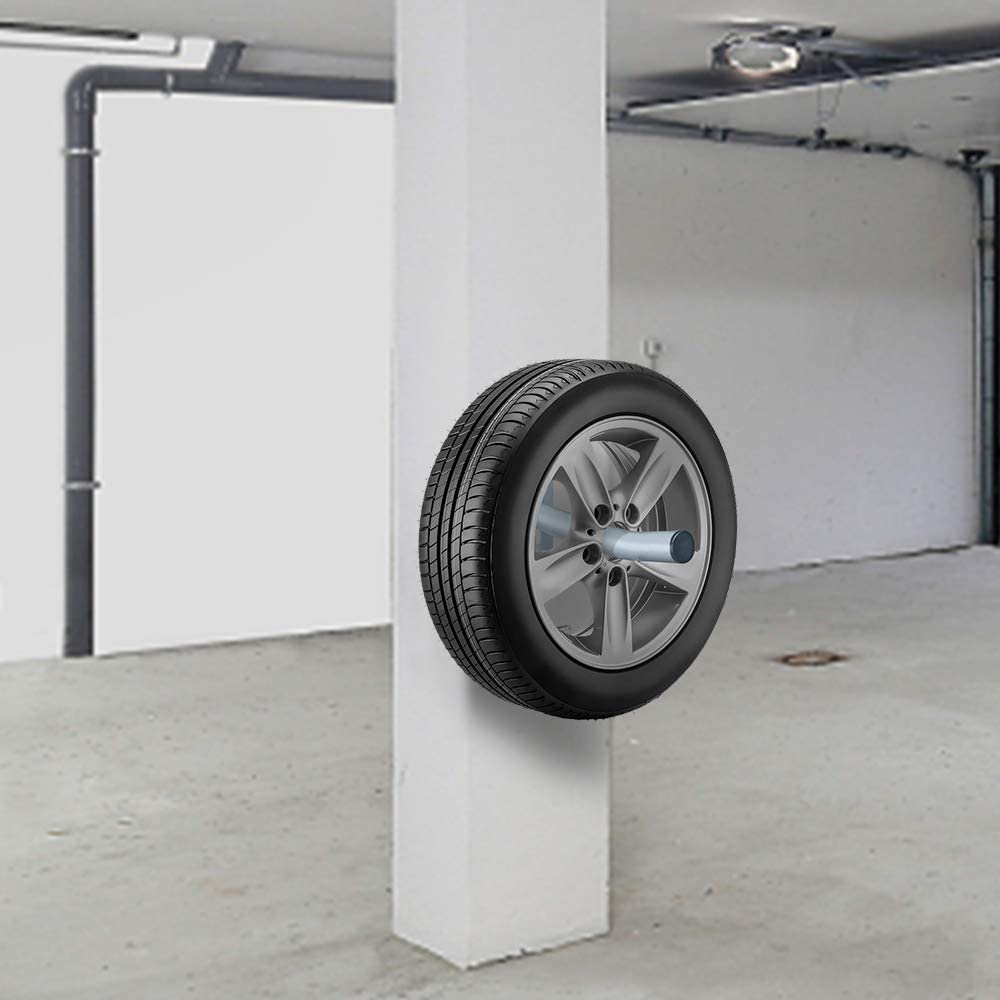 Sturdy Carbon Steel Wall Mount Tire Rack with Multifunction Hooks and Logo Print