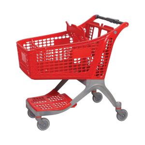 Quality 220L Plastic Supermarket Shopping Trolley Cart With 5inches TPR Wheels wholesale