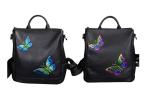 Fashion Institute Ladies Leather Backpack For Women , Butterfly Embroidery