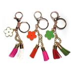 Black 13.5x3.5CM Leather Tassel Keychain Nickle Plating For Women