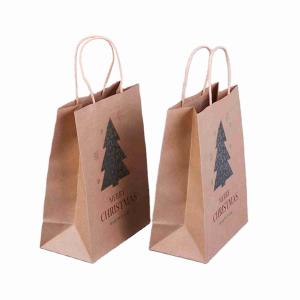 Quality 16x6x12 Christmas Kraft Bags Bulk Brown Kraft Bags Custom Printed wholesale