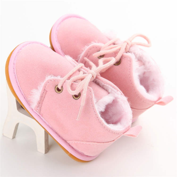 Rubber sole winter warm cotton Lace-up 0-2 years boy girl prewalker baby girl boots
