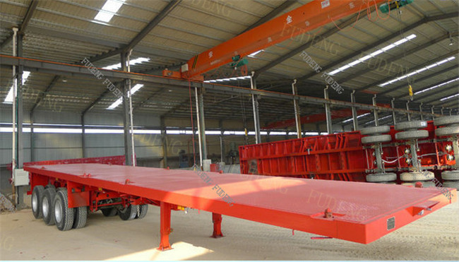40 Foot / 20 Foot Flatbed Container Trailer With Tool Box Four BPW / FUWA Axles