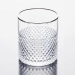 Diamond Shaped Whisky Gold Rimmed Drinking Glasses 12.6 Ounce 360ml Silver Edge