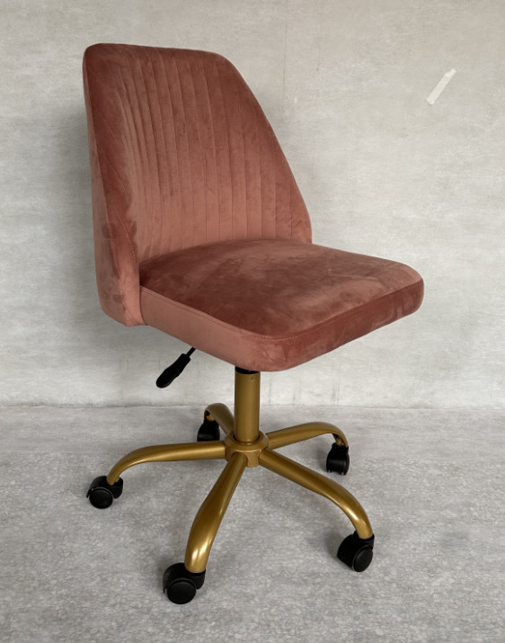Mid Back Home Office Swivel Chair Armless Twill Fabric Adjustable For Small Space Living Room Make Up Studying