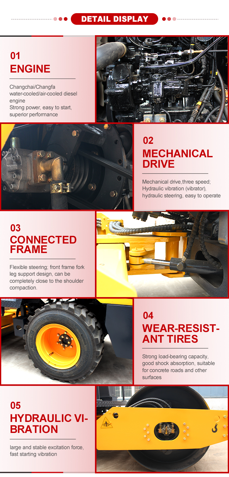 55KN Excitation Force 0.8ton 1ton 3.5ton Double Drum Vibratory Compactor Road Roller
