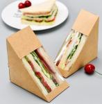 Oil Proof Tiangle Sandwich Packaging Box 330gsm Kraft Paper Food Packaging