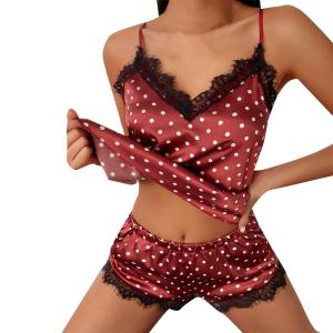 Quality Soft Underwear Satin Lace Floral Edge Sleepwear Sexy Tempt Pajamas For Women Lingerie wholesale